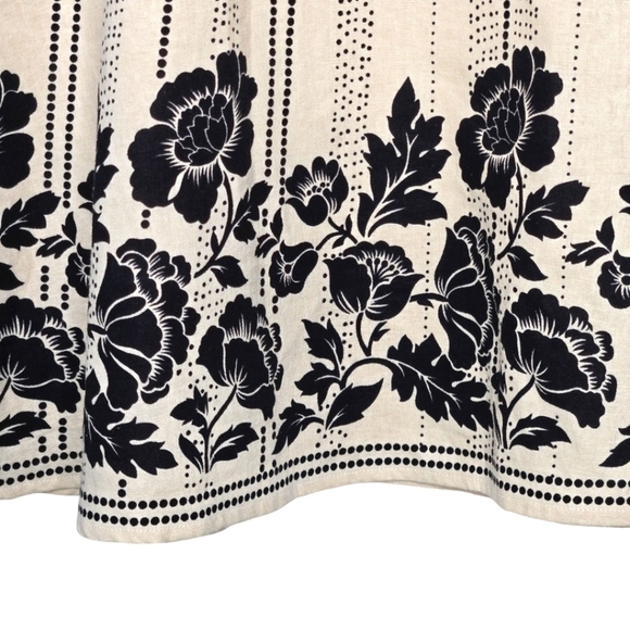 willi smith Vintage Style A-Line Linen Skirt Beige/Black Floral Size 8 NWOT - Picture 3 of 5